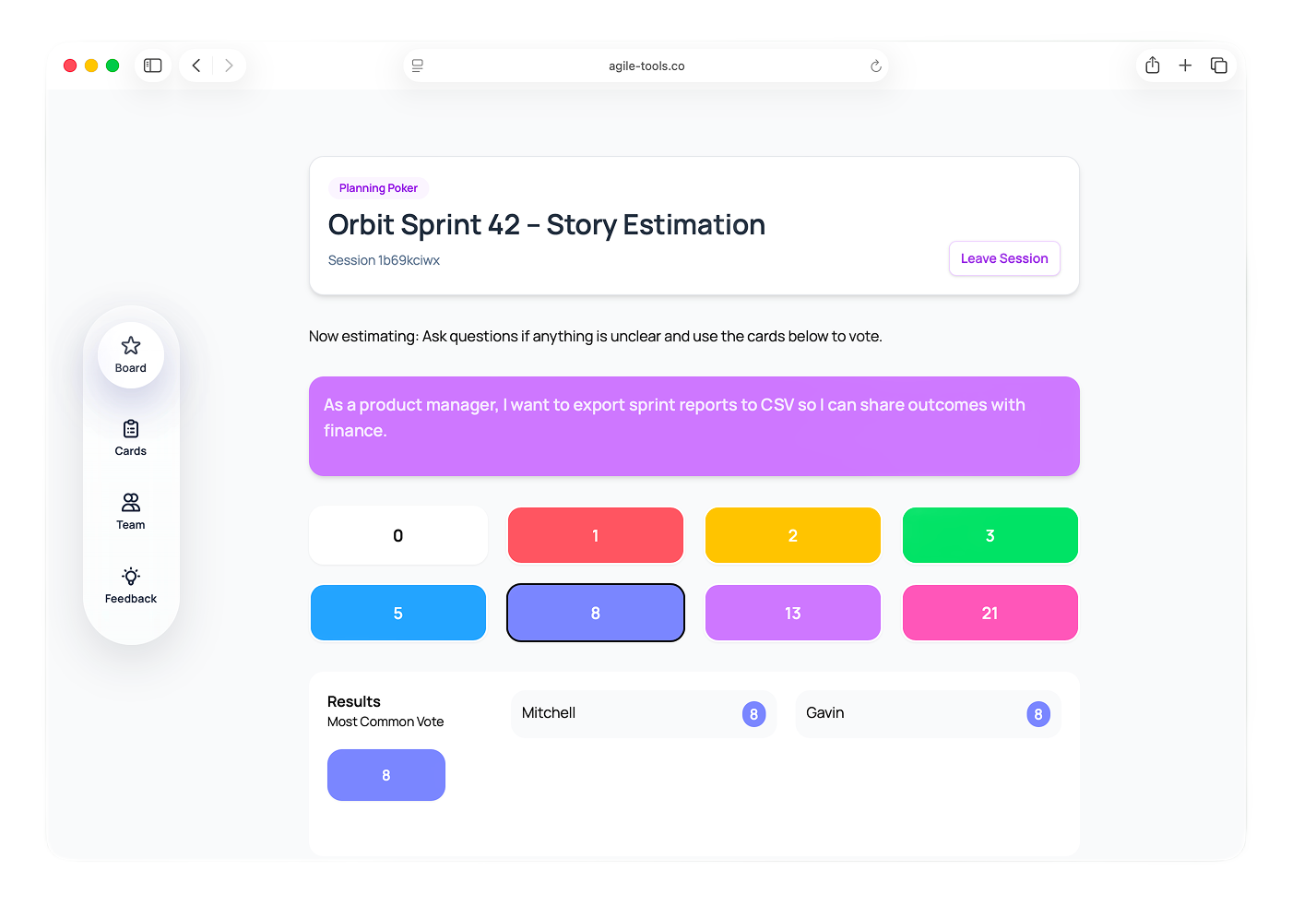 Planning Poker product preview