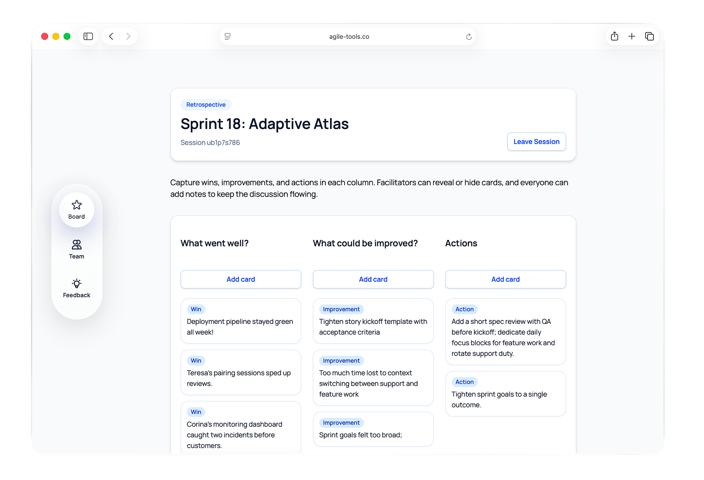 Sprint Retro product preview